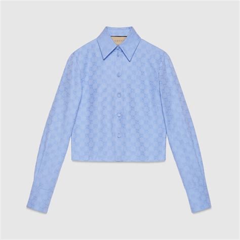 camicia gucci prezzo|Camicia in cotone GG Supreme in celeste .